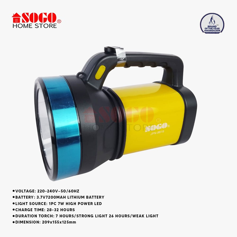 Sogo Rechargeable Led Torch Squad 7w (JPN-8819)