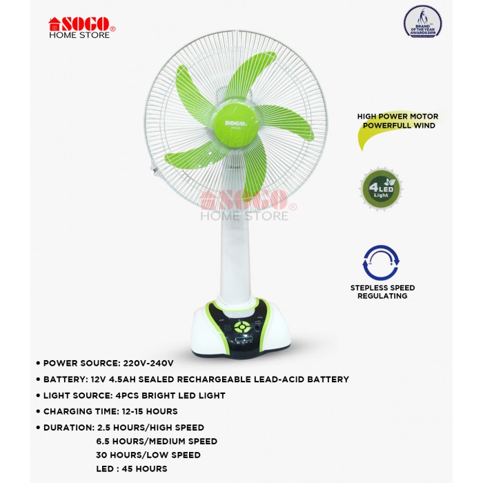 Sogo Rechargeable Table/Desk Fan (JPN-631)