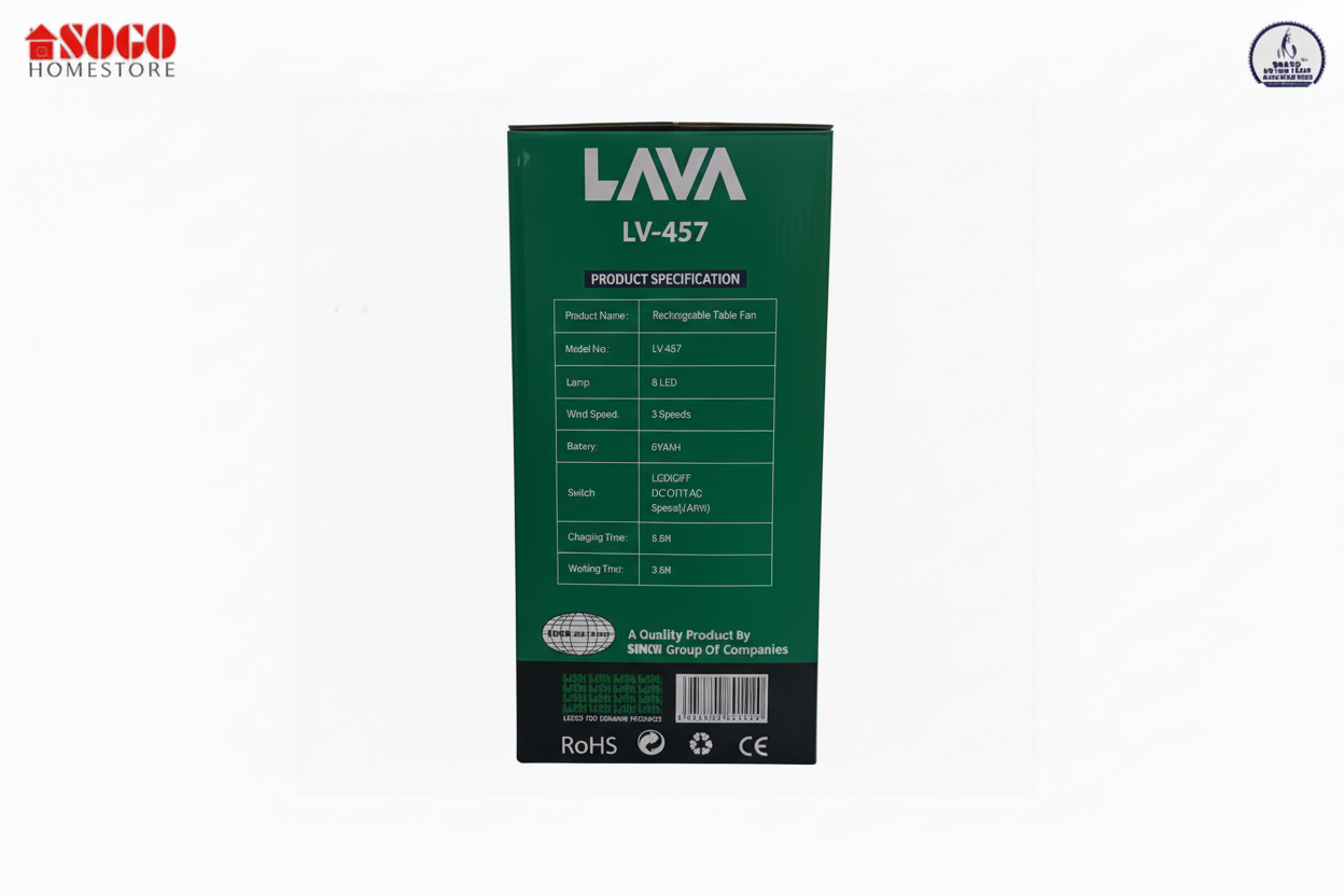LAVA Rechargeable Ac Dc Table Fan  LV-457 -5