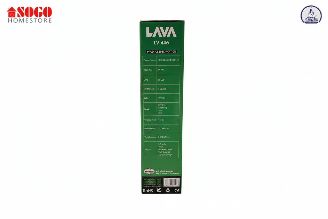 Lava Rechargeable Stand Fan LV-446