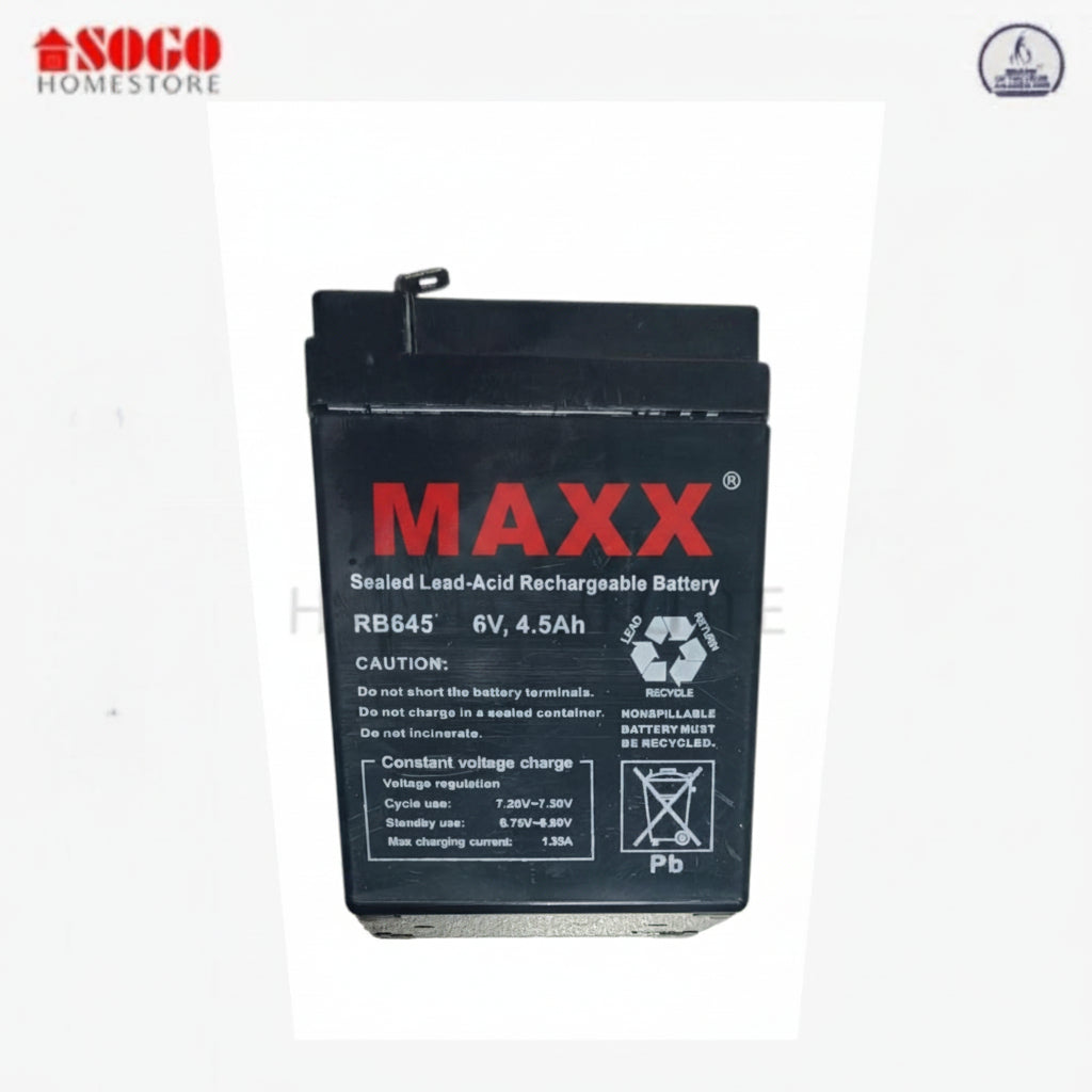 Maxx Rechargeable Dry Battery 6V 0.45AH