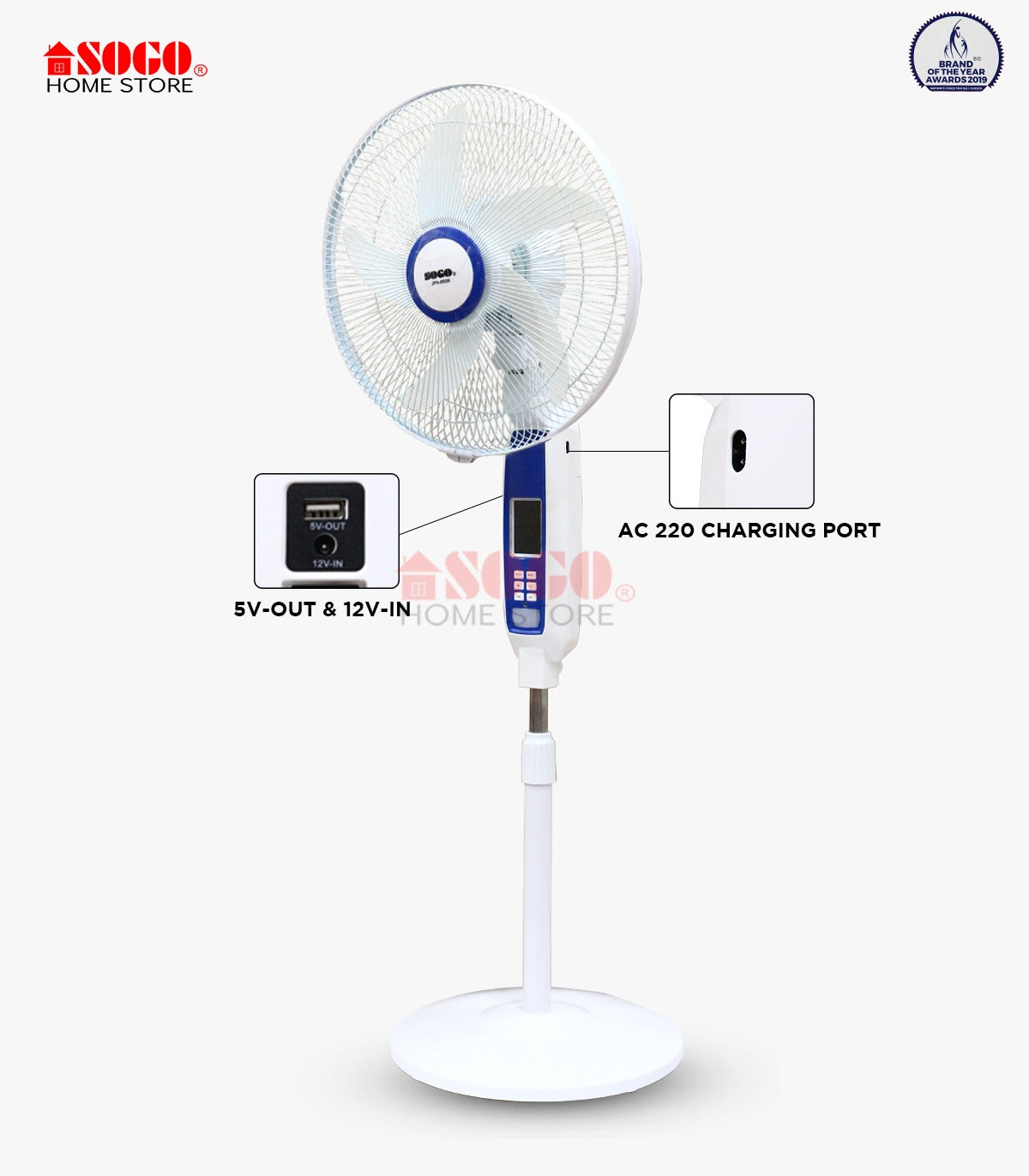 Sogo Rechargeable Floor Fan (JPN-651 R)