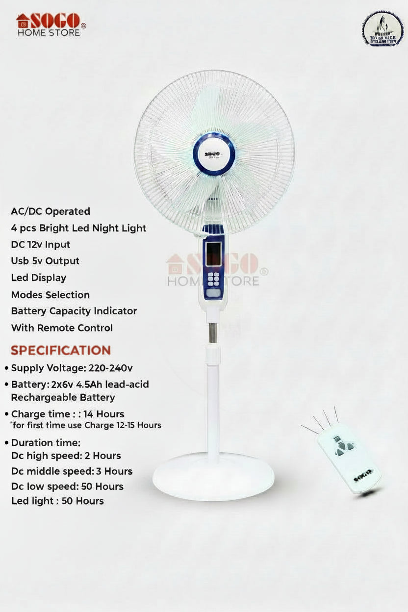 Sogo Rechargeable Floor Fan (JPN-651 R)
