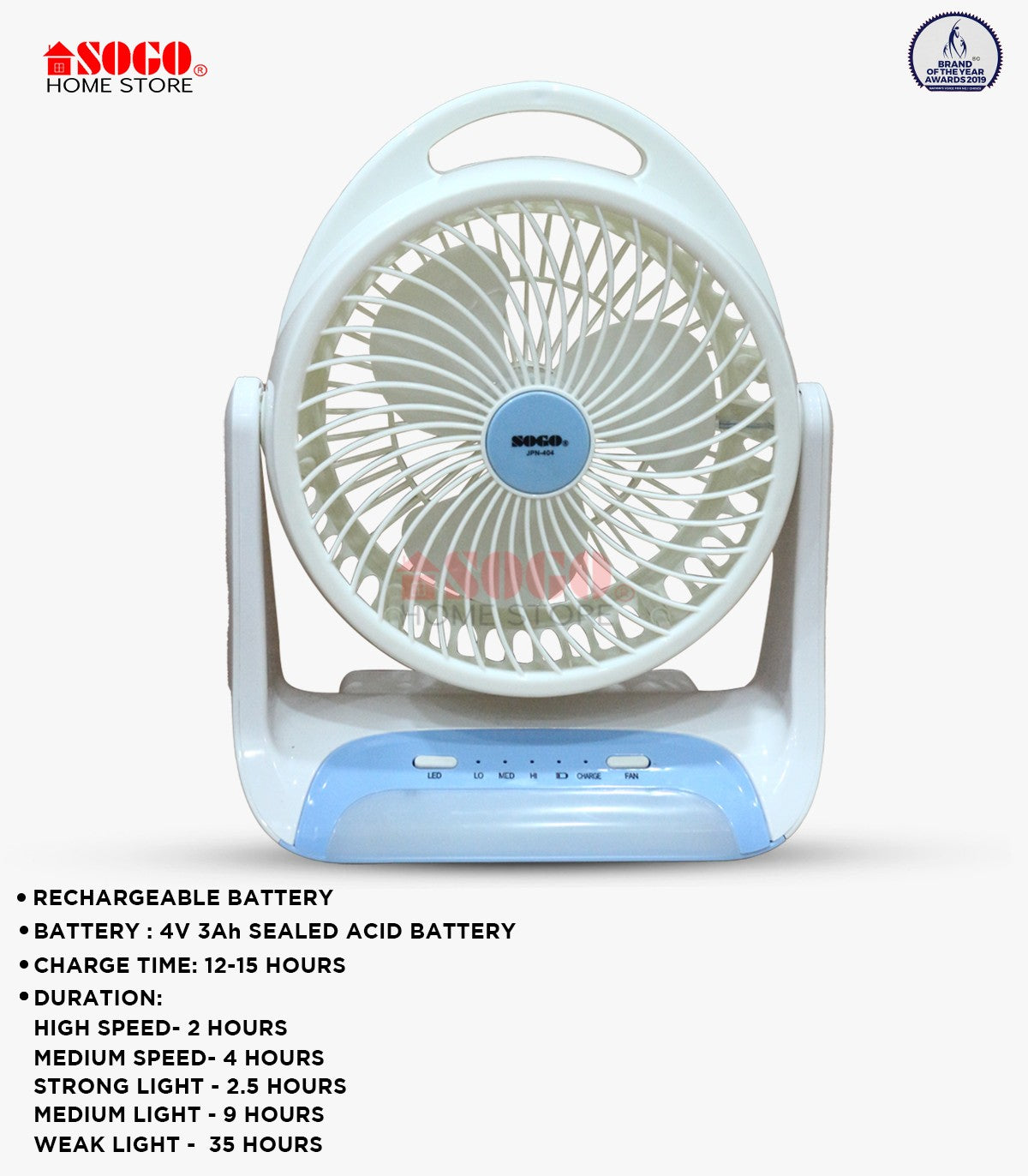 Sogo Rechargeable Mini Table Fan (JPN-404)