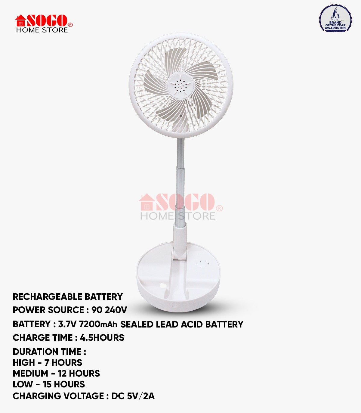 Sogo Rechargeable Mini USB Portable Fan (JPN-523) PINK