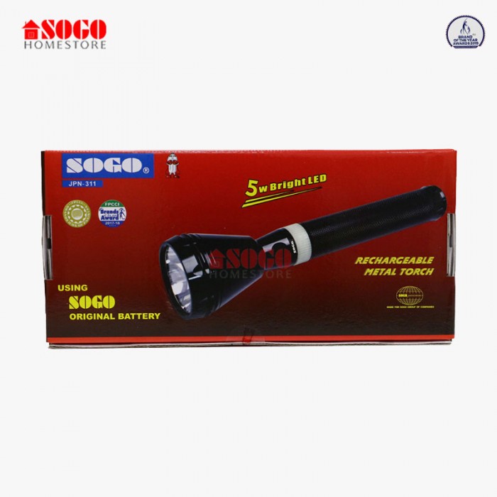 Sogo Rechargeable Metal High Power 5w Led Torch Light (JPN-311)