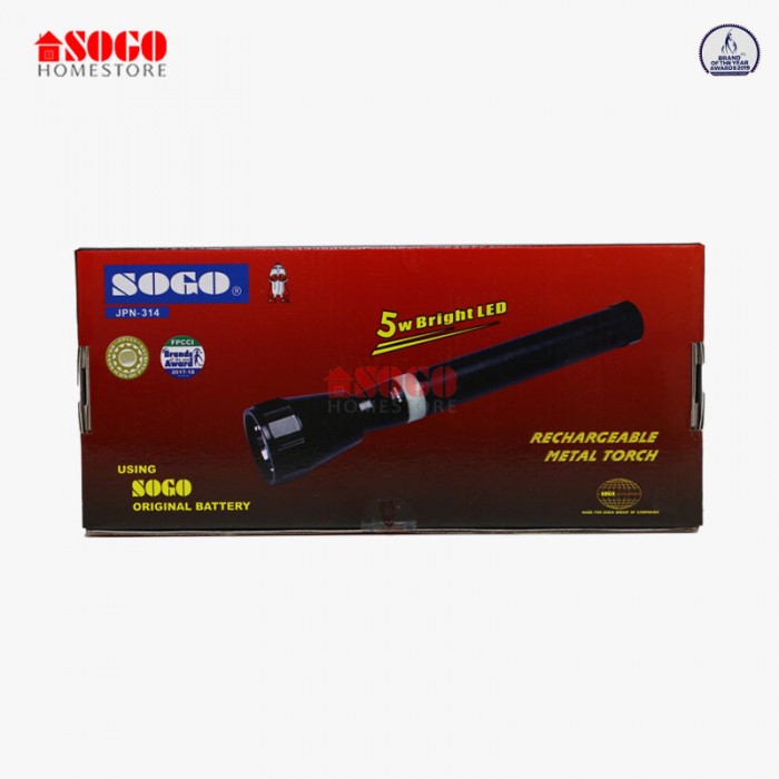 Sogo Rechargeable Metal High Power 5w Led Torch Light (JPN-314)