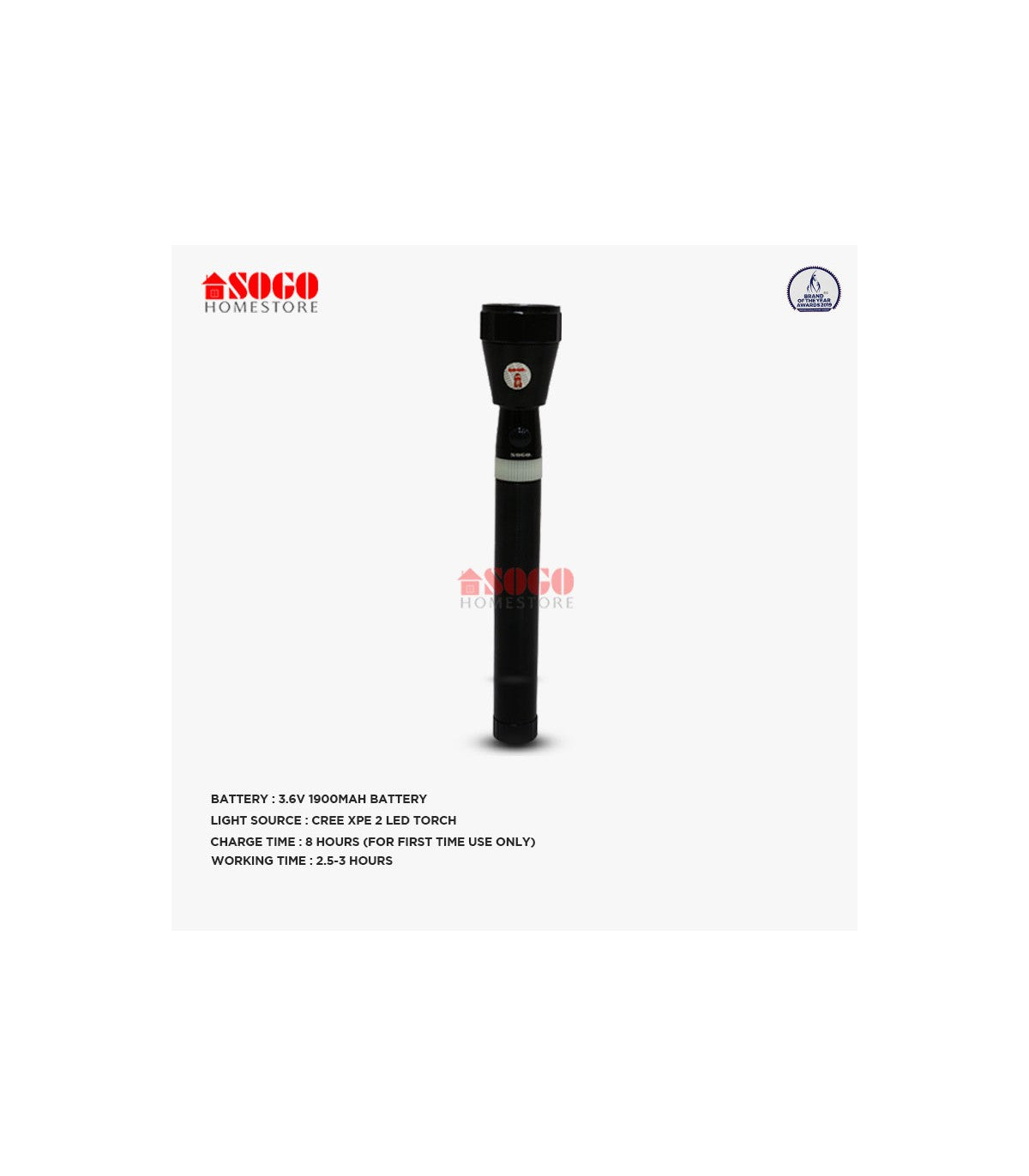 Sogo Rechargeable Metal High Power 5w Led Torch Light (JPN-314)