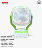 Portable fan with green and white design on a white background, featuring Sogos home store branding.