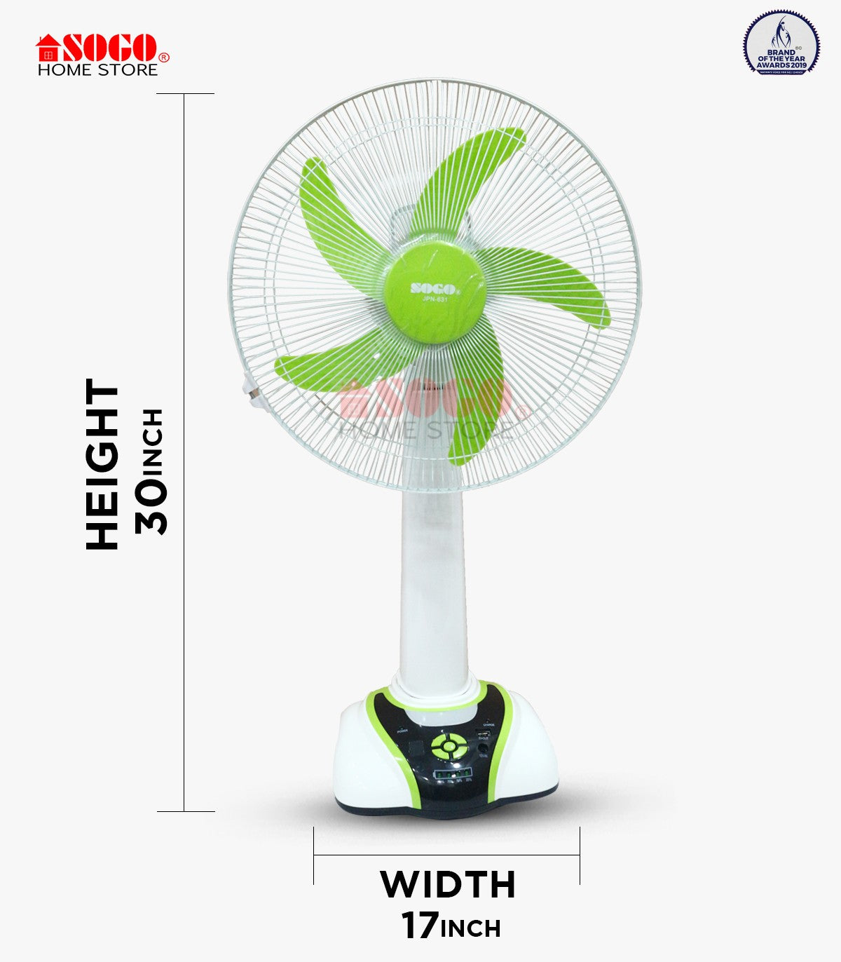 Sogo Rechargeable Table/Desk Fan (JPN-631)
