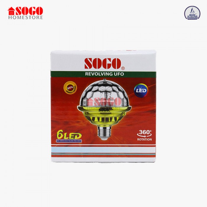 Pack Of 6 Sogo Revolving UFO Style 6 LED Bulb (B22) Pin Type